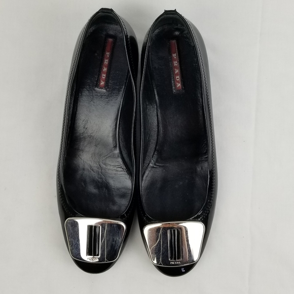 Prada Patent Leather Low Block Heels Pumps  36.5 - Picture 4 of 11